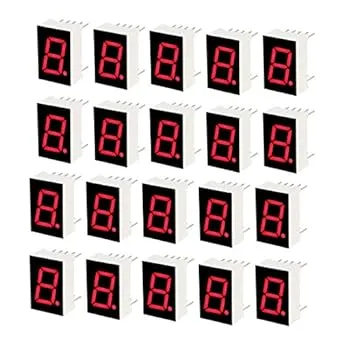 uxcell Common Cathode 10 Pin 1 Bit 7 Segment Display 0.75 x 0.5 x 0.31 Inch 0.5" Red LED Display Digital Tube 20pcs