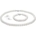 Senteria Pearl Necklace and Earring Set|Simulated Shell Pearl Choker Necklace for Women Men |Wedding Gifts for Brides Bridesmaid 16-22 inch 6-8mm