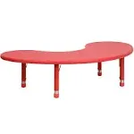 Flash Furniture 35''W x 65''L Half-Moon Red Plastic Height Adjustable Activity Table