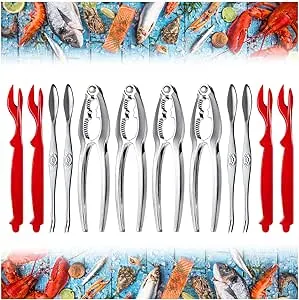 13 Pieces Crab Leg Crackers Set Including 4 Nut Crackers, 4 Lobster Shell Forks.