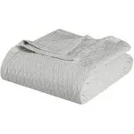 Superior Diamond Weave All-Season Bedding Cotton Blanket - Throw - Platinum