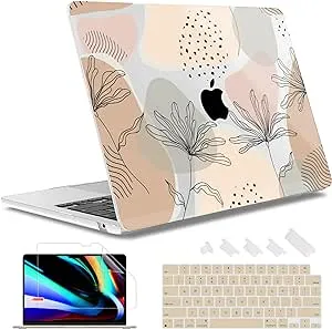 May Chen Compatible with MacBook Air 13.6 Inch Case 2024 2023 2022 Release Model A3113 M3 A2681 M2 Chip, Plastic Hard Shell Case for MacBook Air 13.6" with Liquid Retina Display, Flowers and Leaves