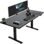 Vivo Electric Height Adjustable 60 x 30 inch Memory Stand Up Desk, Black Table Top, Black Frame, Standing Workstation with Preset Controller, 1B