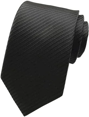 Elfeves Men's Solid Color Ties Fine Stripe Smooth Graduation Formal Suit Necktie