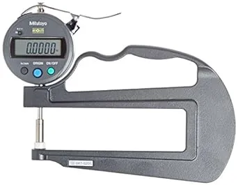 Mitutoyo 547-520S Digital Thickness Gauge with Flat Anvil, 120mm Throat Depth, ID-S Type, Inch/Metric, 0-0.47" (0-12mm) Range, 0.0005" (0.01mm) Resolution, +/-0.001 Accuracy