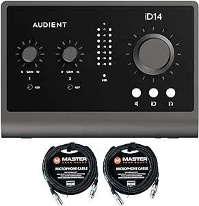 Audient iD14 MKII 10-In / 6-Out USB-C Audio Interface, 2 Console Mic Preamps w/Cables