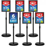 6Packs 11x17 Inch Adjustable Pedestal Poster Sign Stand, Heavy Duty Floor Sta...