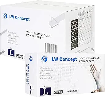 1000pcs Vinyl Gloves Powder Free, Latex Free DISCOUNTS-La<wbr/>rge