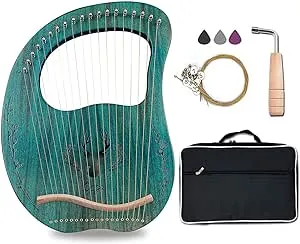 Lyre Harp, 19 Metal Strings Maple Saddle Mahogany Body Lyra Harp with Bag key included