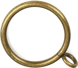 Hanitronic 1 12inch Antique Brass Curtain Rings with Eyelets for Curtain Rods Set of 30 Pcs Curtain Rings