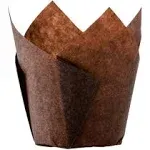 Hoffmaster 611101 2" x 2" - 3-1/2" Small Chocolate Tulip Baking Cup