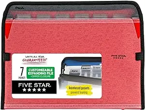 Five Star 7-Pocket Expanding File - Red XL