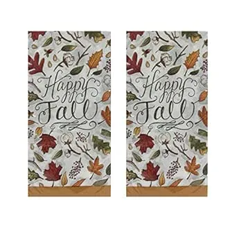 Thanksgiving Holiday themed Guest Towels Buffet 2-ply Paper Napkins with"Happy Fall" Scripty (Pack of 2) 20 ct Each