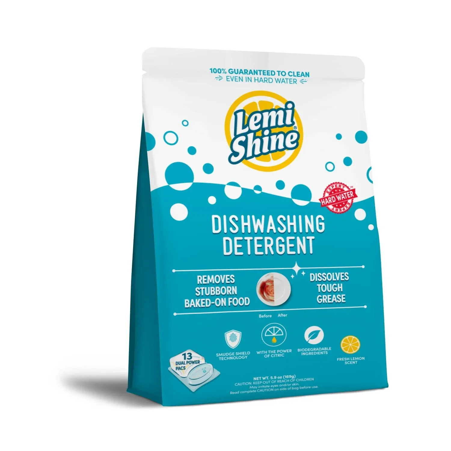 Lemi Shine Dishwashing Detergent, Fresh Lemon Scent - 13 ct