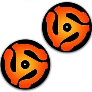 One Pair 45 Adaptor Orange Fire Vinyl Memorabilia 12&quot; inch Slip Mat Turntable Slipmat DJ Platter Pad x2