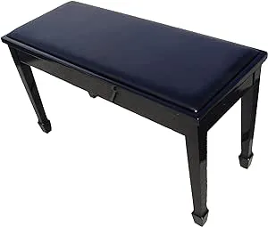 GENUINE LEATHER Ebony Concert Grand Duet Piano Bench/Stool/Ch<wbr/>air with Storage