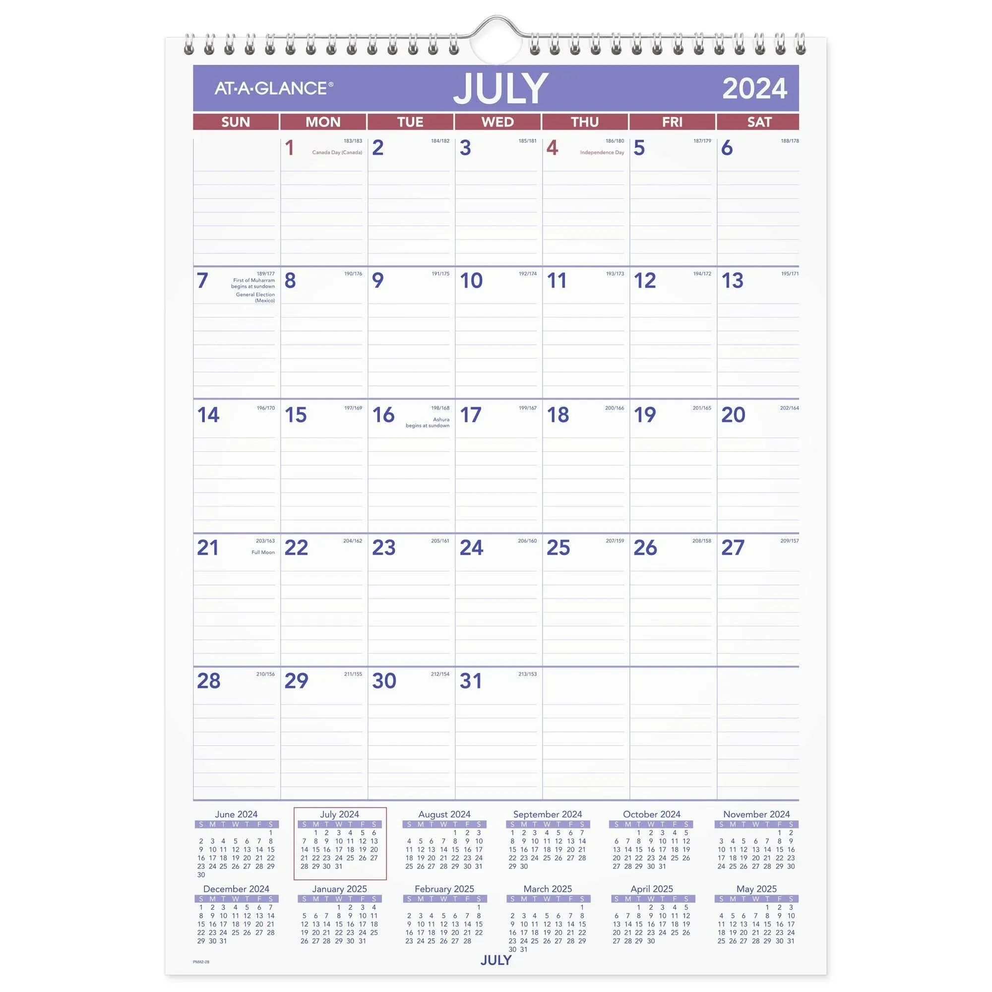 At-a-glance Academic 2024-2025 Monthly Wall Calendar Medium 12 x 17 - Academic