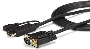 StarTech.com HDMI to VGA Cable – 6ft 2m - 1080p – Active Conversion – HDMI to VGA Adapter Cable for Your VGA Monitor / Display (HD2VGAMM6)