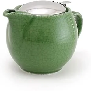 ZERO JAPAN Round Teapot 15 oz. (450 cc) with SLS Lid and Infuser Crackle Green 