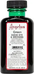 Angelus Suede Leather Dye for Shoes, Boots, Bags, Crafts, Furniture, Nubuck, & More, Green - 3oz