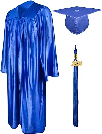 GraduationMall Shiny Graduation Gown Cap Tassel Set 2024 for High School & Bachelor