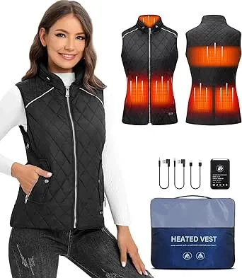 SEMANJLL Heated Vest for Women, Stand Collar 6 Heated Zones Neck Heated Women