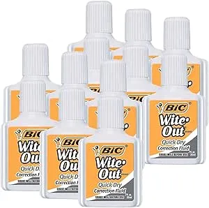 Bic Wite-Out Quick Dry Correction Fluid 2 Pack White Color White-Out