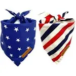 Realeaf 4th of July Dog Bandanas 2 Pack, Reversible American Flag Pet Scarf for ...