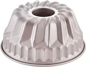 CHEFMADE Tube Cake Pan, 6.5-Inch Non-Stick Vortex-Shaped Tube Pan Kugelhopf Mold for Oven and Instant Pot Baking (Champagne Gold)