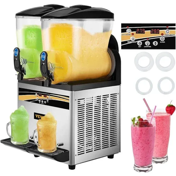 VEVOR Margarita Machine 15Lx2 Tank Commercial Slushy Machine Slushie Machine 1000W Commercial Margarita Maker Smoothie Frozen Drink Maker