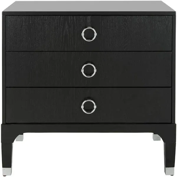 Safavieh Lorna 3 Drawer Contemporary Night Stand - Black