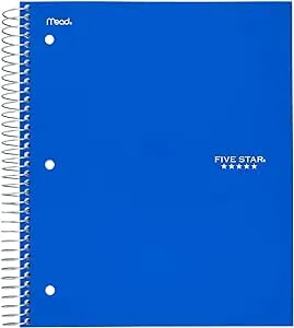 Five Star Wirebound Notebook Plus Study App, 1 Subject, College Ruled, Pacific Blue (820002D-WMT)