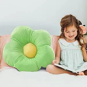 Butterfly Craze Daisy Lounge Flower Pillow for Teens & Kids - Medium 20 Inches, Cozy & Stylish Floor Cushion, Perfect Seating Solution, Machine Washable Aesthetic Decor, Plush Microfiber, Green