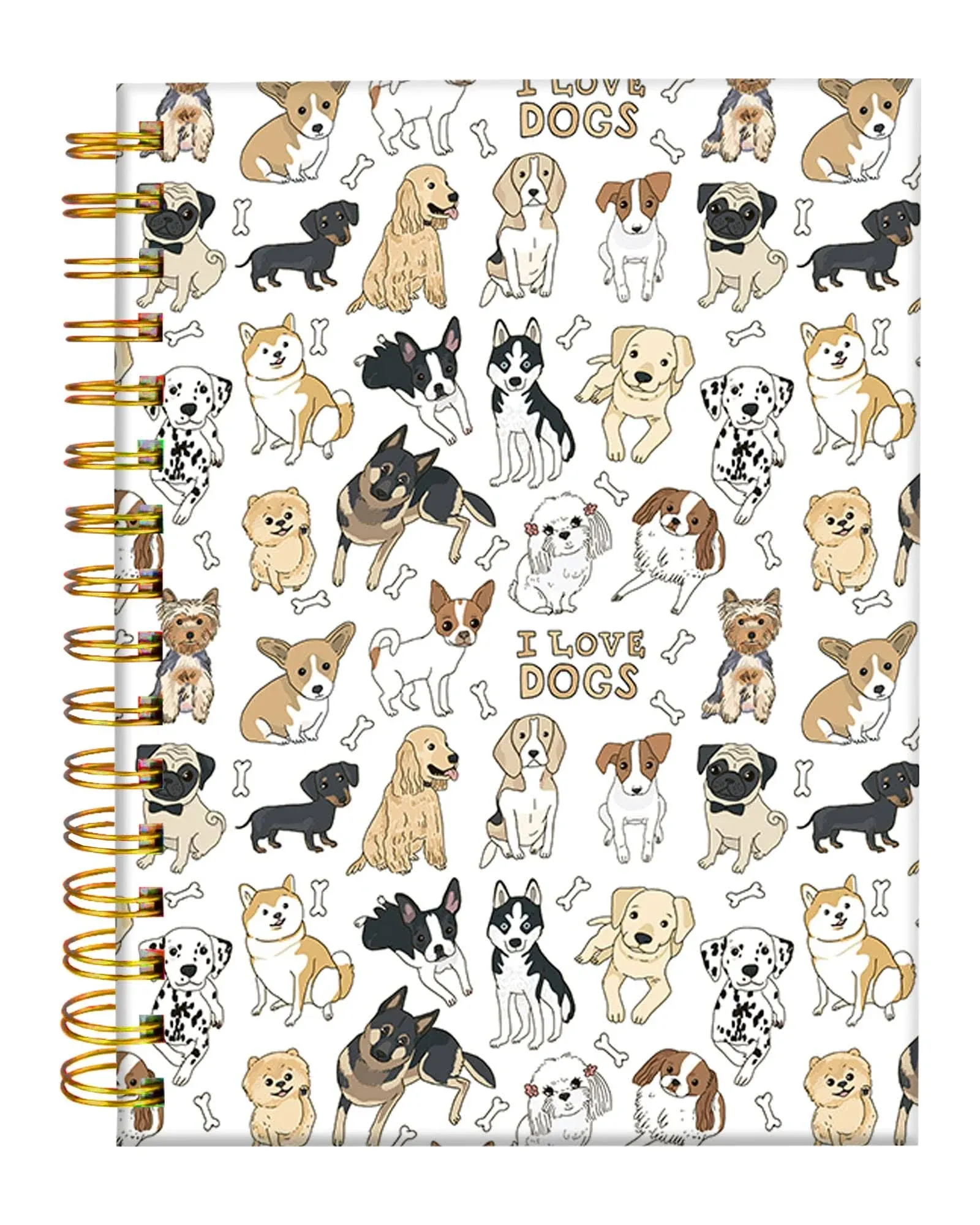 iampanda Spiral Journal Notebook,Cute Puppy Strong Twin-Wire Binding with Premium Paper for Girl Women,60 Sheets A5 College Ruled Notebook/Journal,Perfect for School Office Home Gifts,Doodle Dog