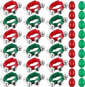  36 Pieces Christmas Shaker Musical Instruments 18 Egg Shaker and 18 