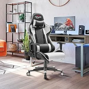 Polar Aurora Gaming Chair Racing Style High-Back PU Leather Office Chair Computer Desk Chair Executive Ergonomic Swivel Chair He, Natural