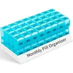 COLORWING Monthly Pill Organizer 2 Times A Day, One Month Pill Box Am PM, 30 Day Pill Case Small Compartments to Hold Vitamin and Travel Medicine