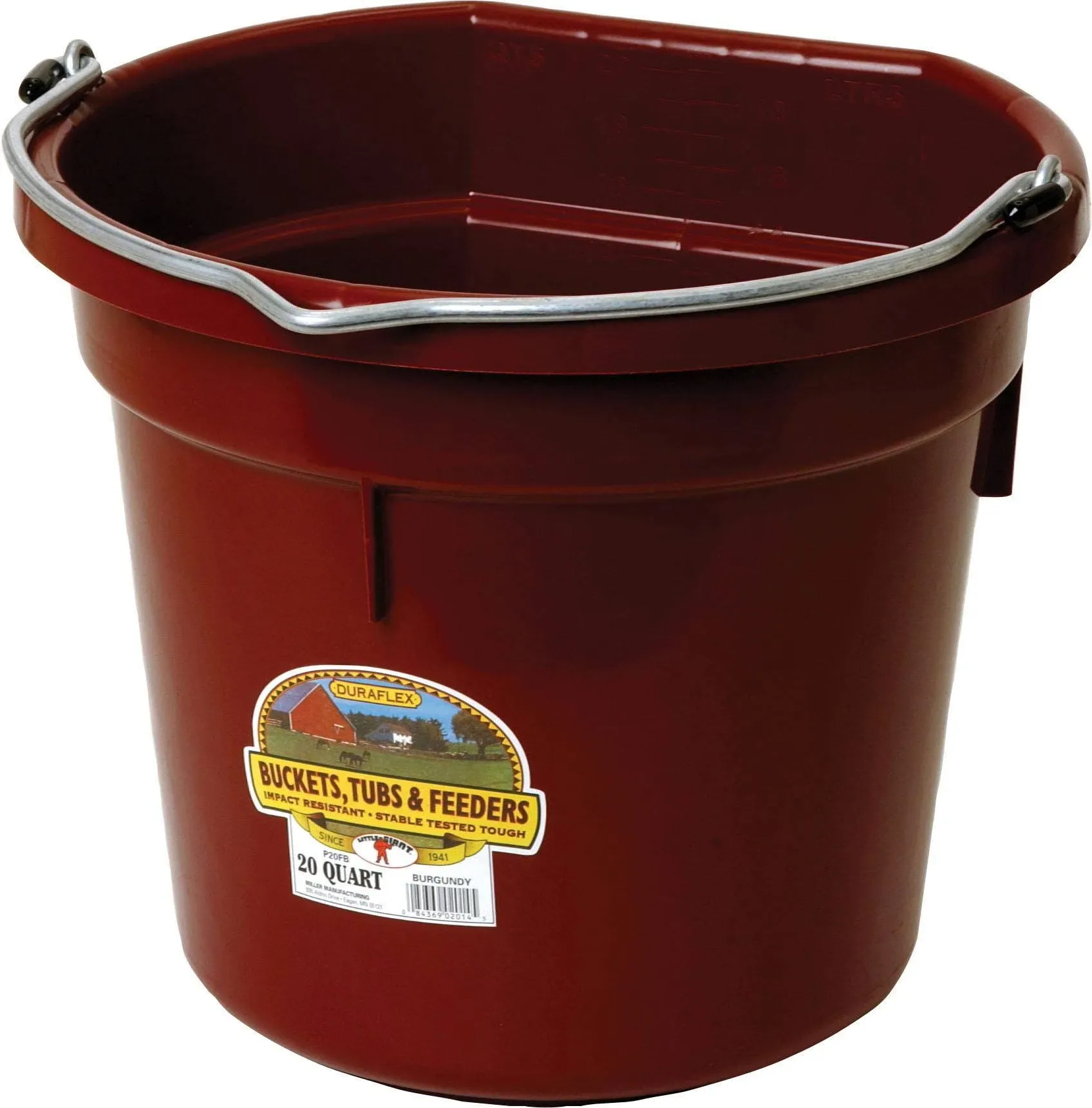 Little Giant 20 Quart Flat Back Plastic Bucket Red