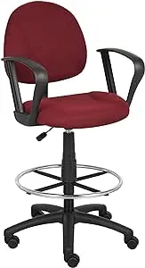 Boss Office Products Ergonomic Works Drafting Chair with Loop Arms in Burgundy