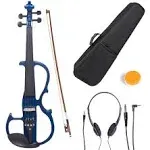 Cecilio 4/4CEVN-2BL Solid Wood Blue Metallic Electric/Silen<wbr/>t Violin w/ Ebony