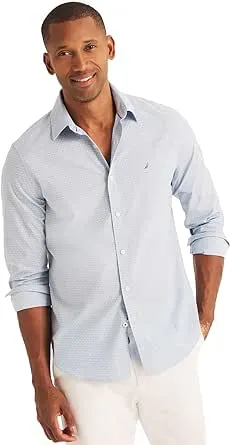 Nautica Men's Wrinkle Resistant Long Sleeve Button Front Shirt