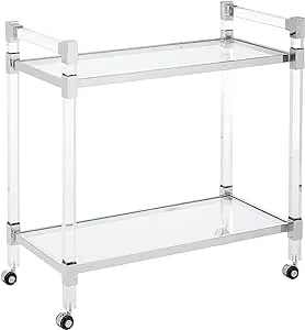 Christopher Knight Home Hilary Modern Glass Bar Trolley in Clear