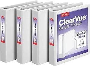 Cardinal 1.5" D-Ring Presentation View Binders 3-Ring Binders Holds 375 Sheets Nonstick Poly Material PVC-Free White 4 Pack 2