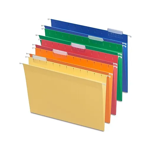 Staples Heavy Duty Hanging File Folders, 5-Tab, Letter Size, Assorted Colors, 25/Box