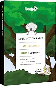 Koala Sublimation Paper 150 sheets 8.3x11.7 inches A4 for Heat Transfer DIY Gift Compatible with Inkjet Sublimation Printer 105gsm