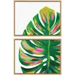 Kate and Laurel Sylvie Monstera 1 and 2 Framed Canvas Wall Art Set by Jessi ...