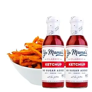 Yo Mama's Foods Keto Classic Ketchup – Pack of (2) - Zero Calorie, No Sugar Added, Low Carb, Vegan, Gluten Free, Paleo Friendly, and Made with Whole Non-GMO Tomatoes!