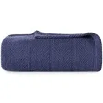 Eddie Bauer Herringbone Cotton Blanket, King - Navy