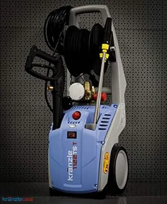 KranzleUSA K1122TST Cold Water Electric Commercial Pressure Washer with Auto On-Off, GFI and 50' Wire Braided Hose on Hose Reel, 1400 PSI, 2.0 GPM, 110V, 15A