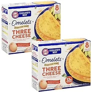 Gourmet Kitchn Eggland's Best Omelettes | Three Cheese | 2 Boxes Total | 16 Omelettes Total | Frozen Breakfast